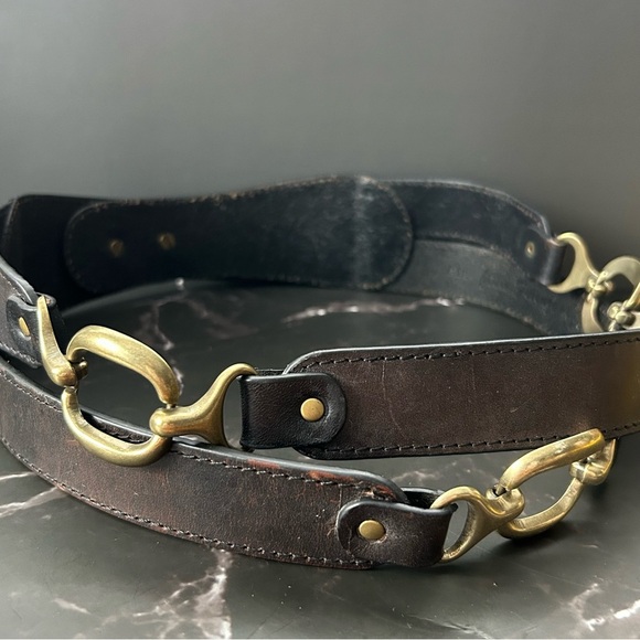 fina Firenze Equestrian-style Black Genuine Leather Belt Size Medium (33”) main image 5